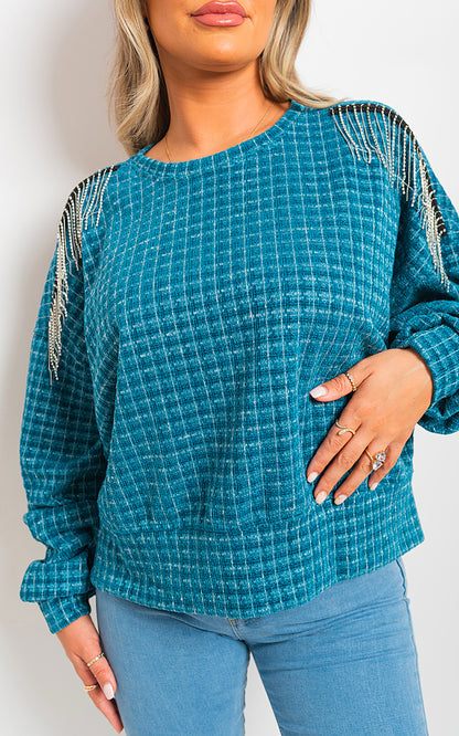 She Wears Glory™ Long Sleeve Knitted Jumper with Tassel Detail
