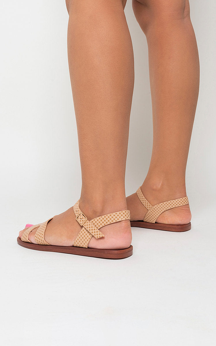 Faux Leather Santorini Strappy Flat Sandals - She Wears Glory Beverly Hills