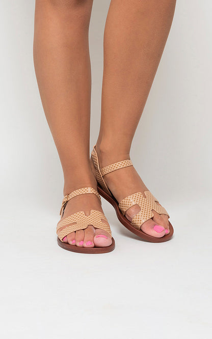 Faux Leather Santorini Strappy Flat Sandals - She Wears Glory Beverly Hills