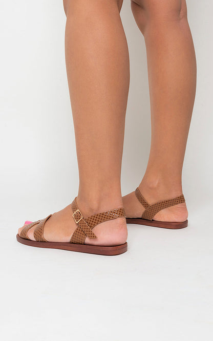 Faux Leather Santorini Strappy Flat Sandals - She Wears Glory Beverly Hills