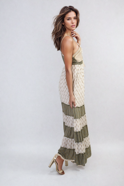 She Wears Glory™ Tiered Crochet Strappy Maxi Dress