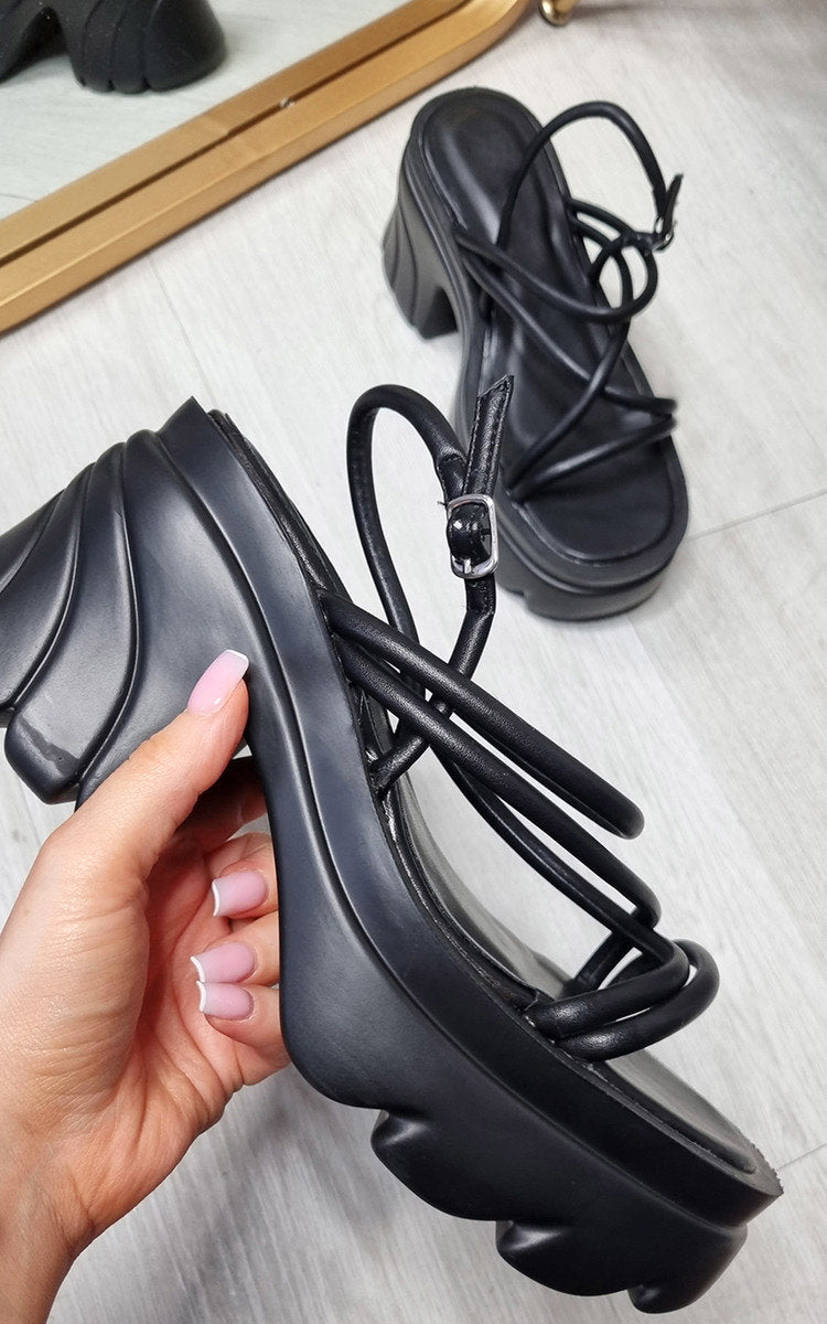 She Wears Glory™ Faux Leather Extreme Platform Sandals