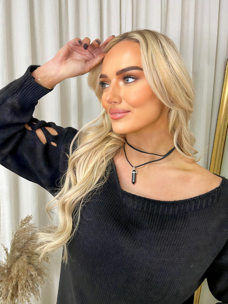 Double Strap Drop Pendant Choker Necklace - She Wears Glory Beverly Hills