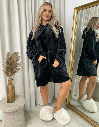 Oversized Fluffy Winter Blanket Hoodie - She Wears Glory Beverly Hills