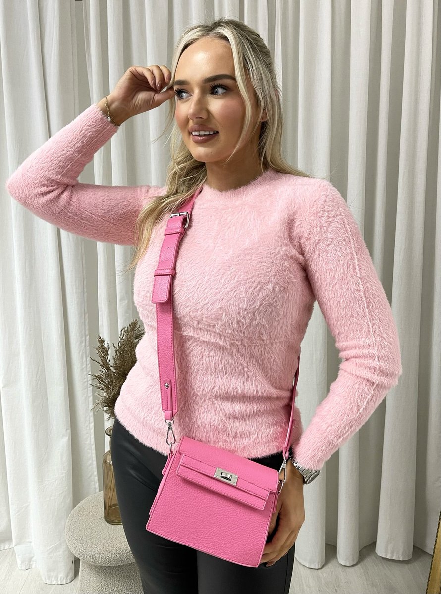 Fitted Long Sleeve Fluffy Knitted Top - She Wears Glory Beverly Hills