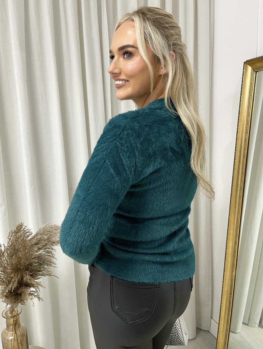 Fitted Long Sleeve Fluffy Knitted Top - She Wears Glory Beverly Hills