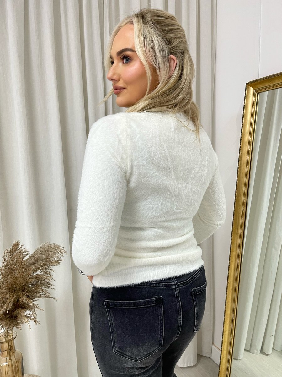 Fitted Long Sleeve Fluffy Knitted Top - She Wears Glory Beverly Hills