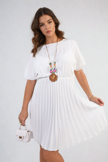 She Wears Glory™ Short Sleeve Pleated Midi Dress