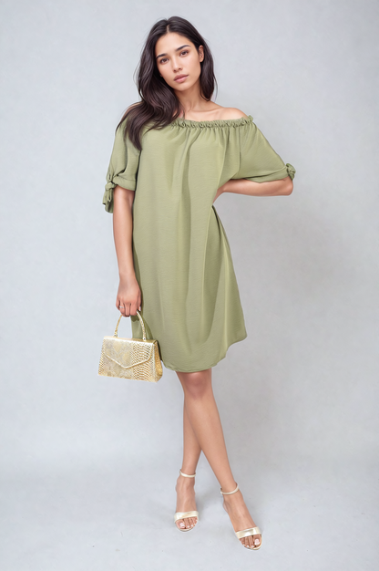 Knot Cuff Off Shoulder Mini Dress - She Wears Glory Beverly Hills