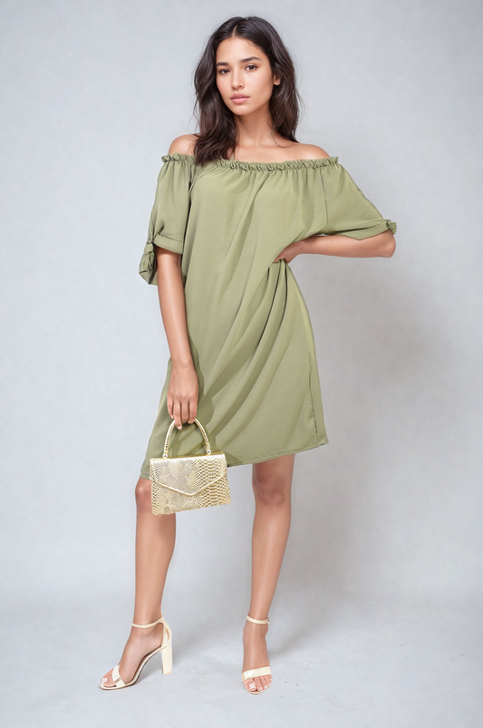 Knot Cuff Off Shoulder Mini Dress - She Wears Glory Beverly Hills