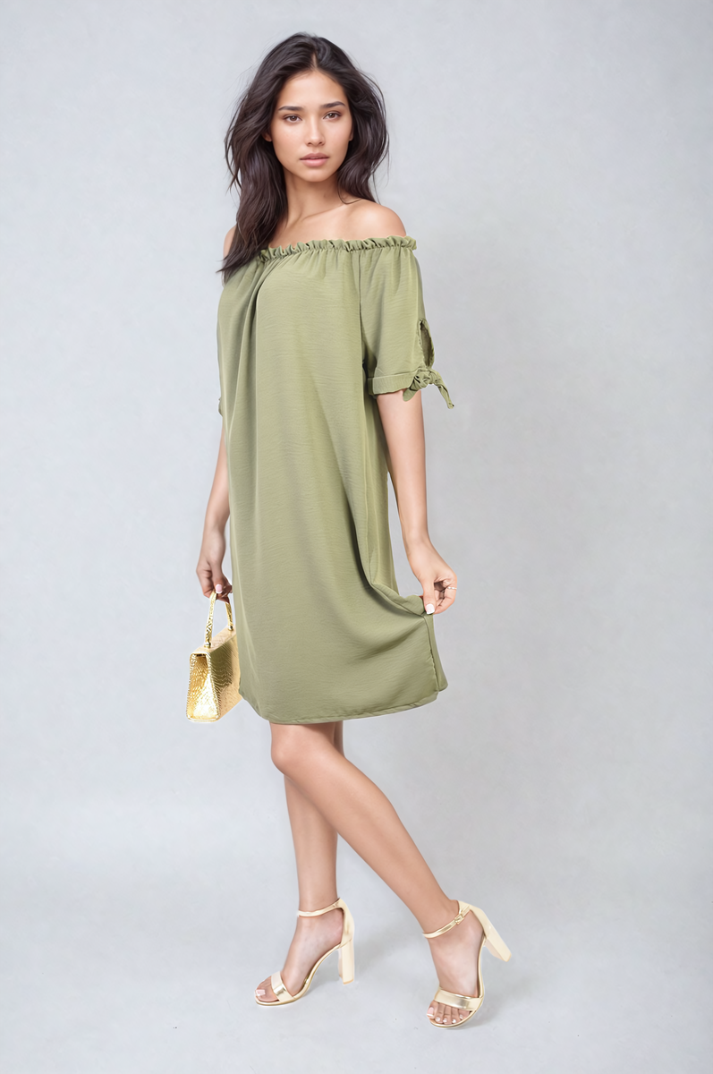 Knot Cuff Off Shoulder Mini Dress - She Wears Glory Beverly Hills