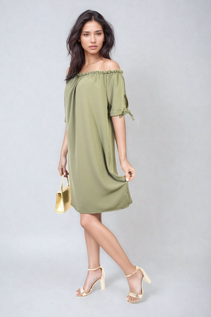 Knot Cuff Off Shoulder Mini Dress - She Wears Glory Beverly Hills