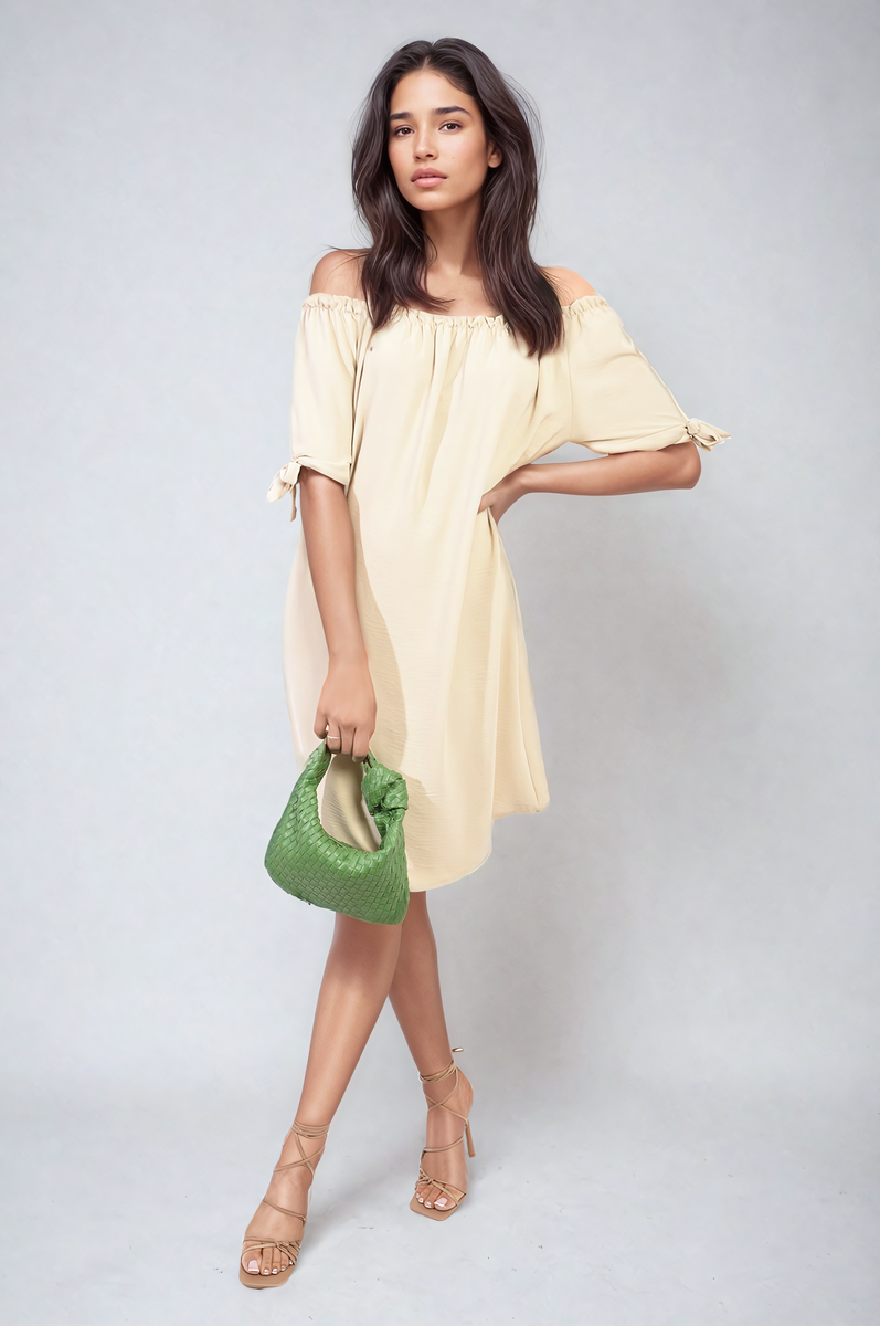 Knot Cuff Off Shoulder Mini Dress - She Wears Glory Beverly Hills