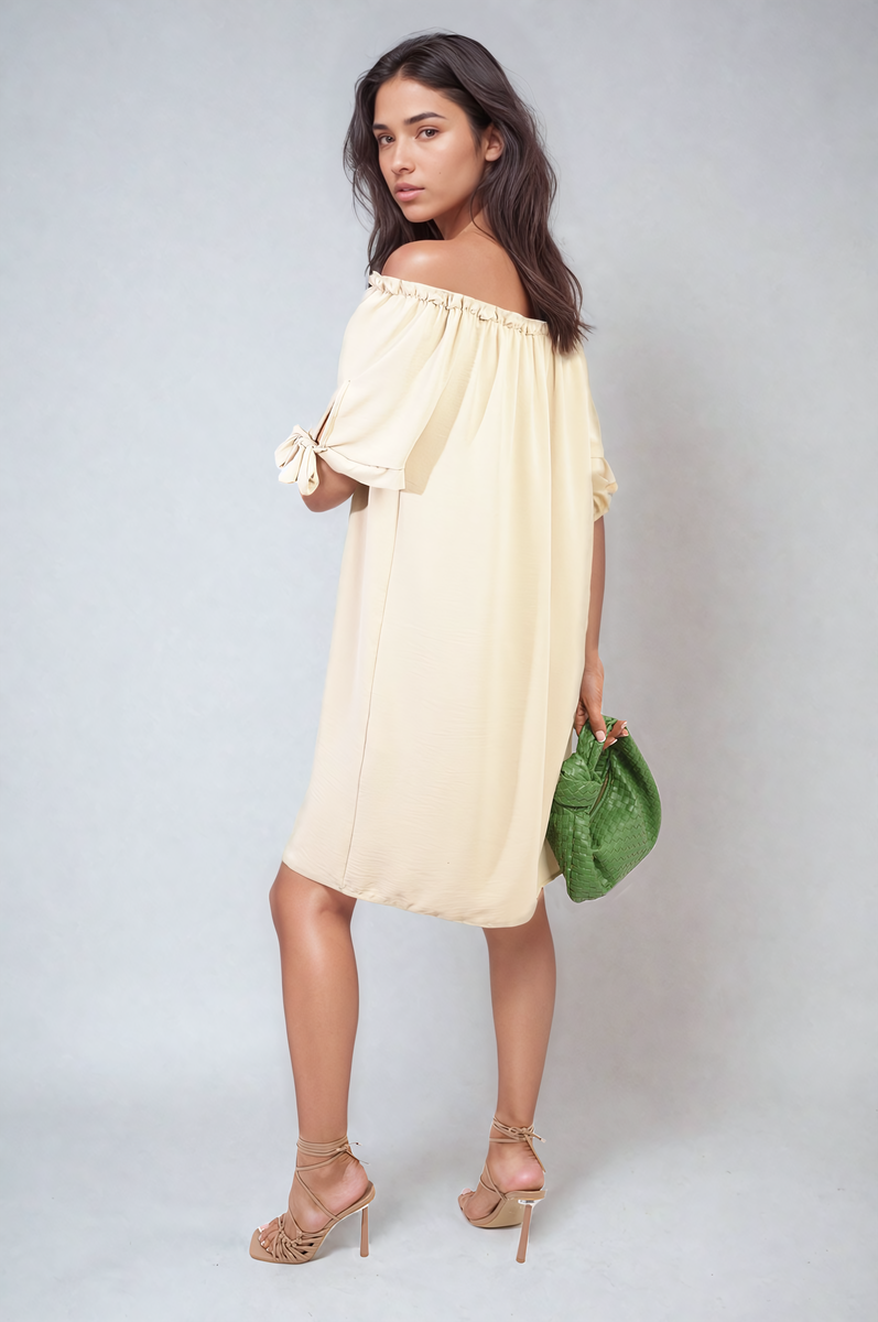 Knot Cuff Off Shoulder Mini Dress - She Wears Glory Beverly Hills