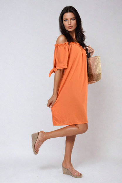 She Wears Glory™ Knot Cuff Off Shoulder Mini Dress