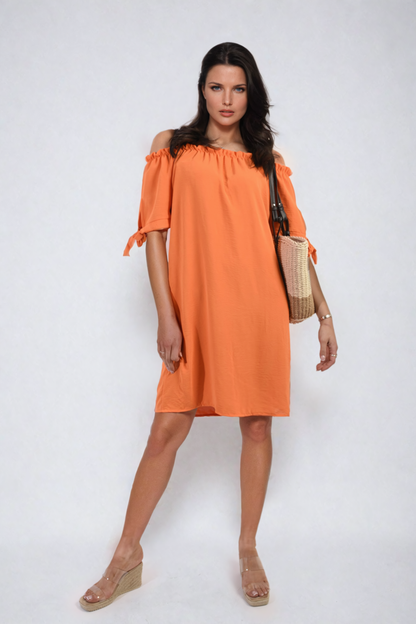 She Wears Glory™ Knot Cuff Off Shoulder Mini Dress