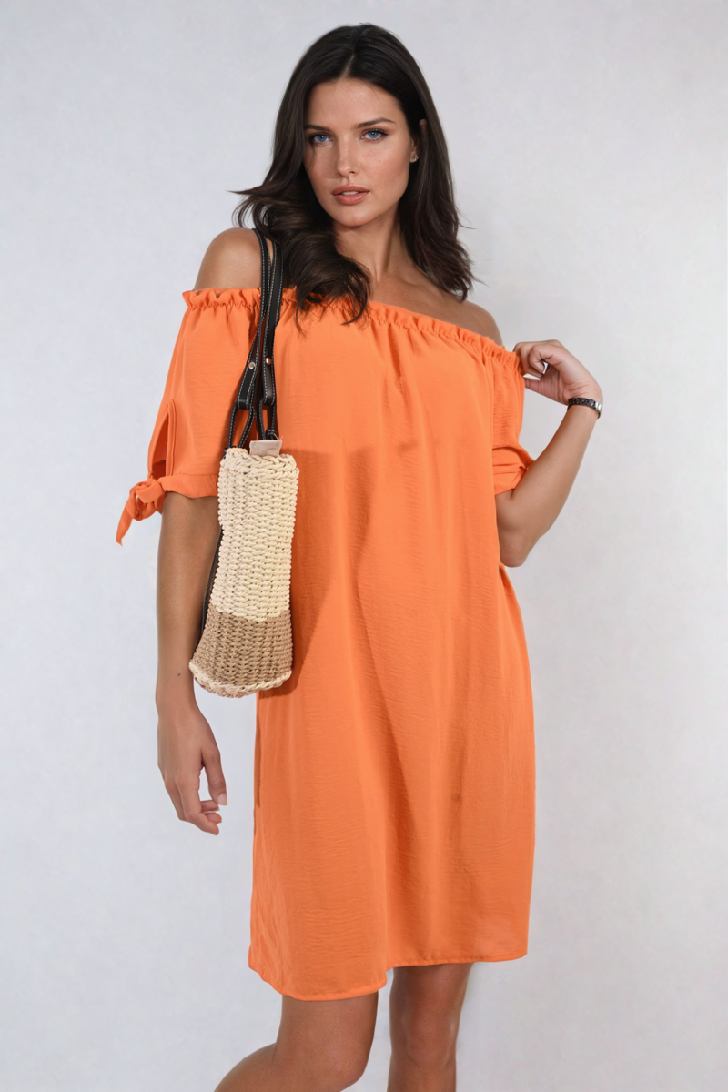 She Wears Glory™ Knot Cuff Off Shoulder Mini Dress