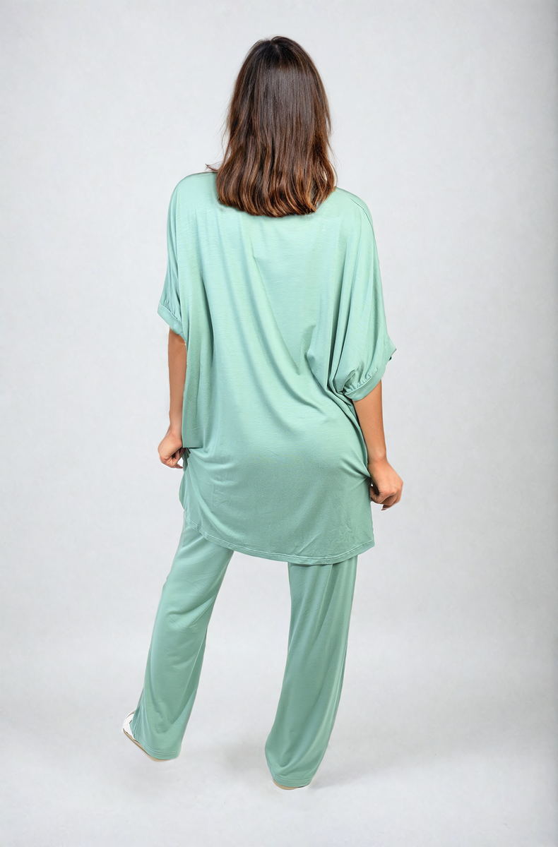 She Wears Glory™ Twist Front Plunge Neckline Top and Trouser Co-ord Set
