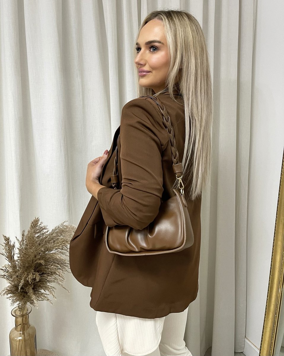 She Wears Glory™ Ruched Sleeve Open Front Blazer Jacket with Front Pockets