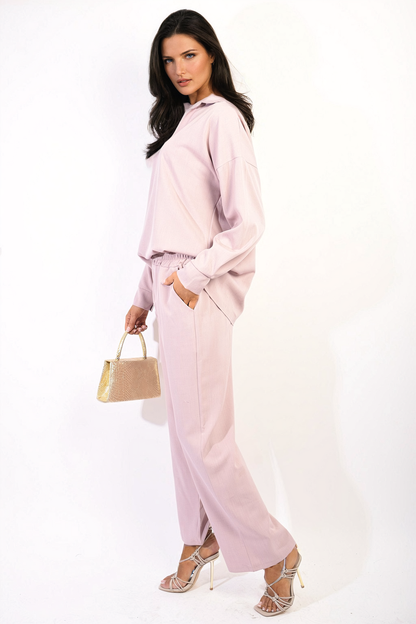 She Wears Glory™ V-neck Long Sleeve Top and Wide Leg Pants Co-ord Set