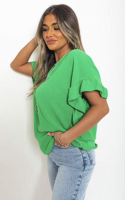 She Wears Glory™ Frill Sleeve Top