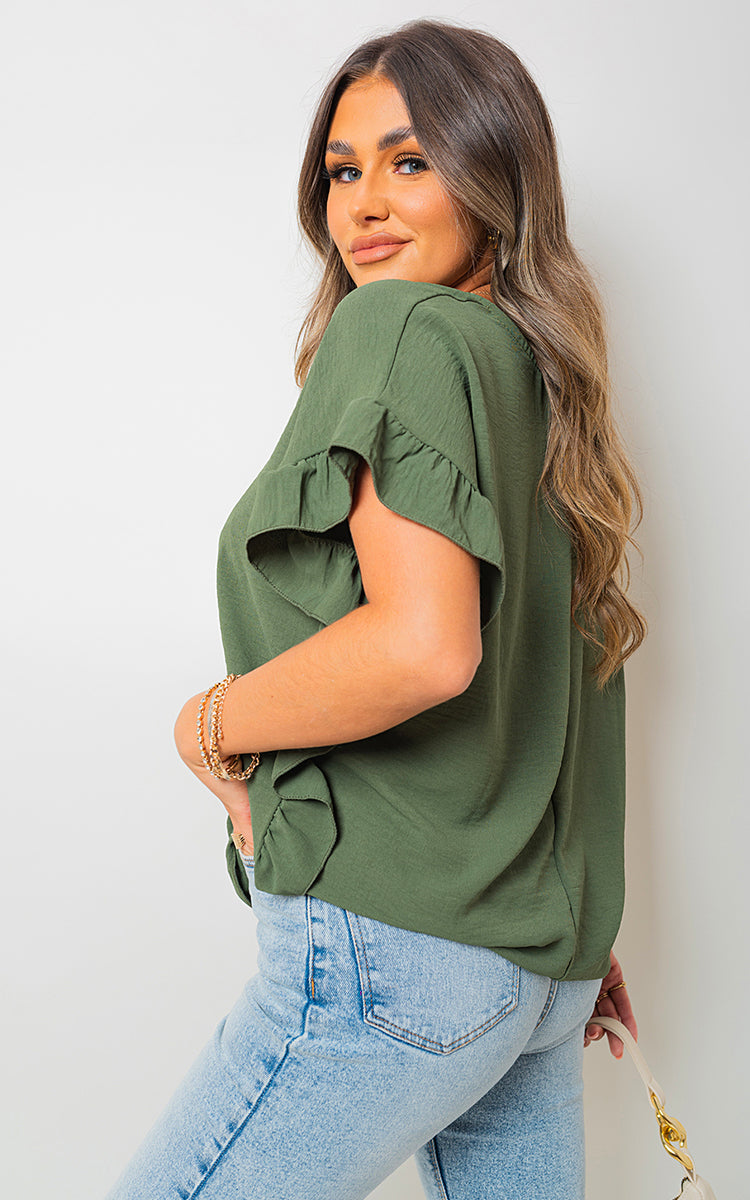 She Wears Glory™ Frill Sleeve Top