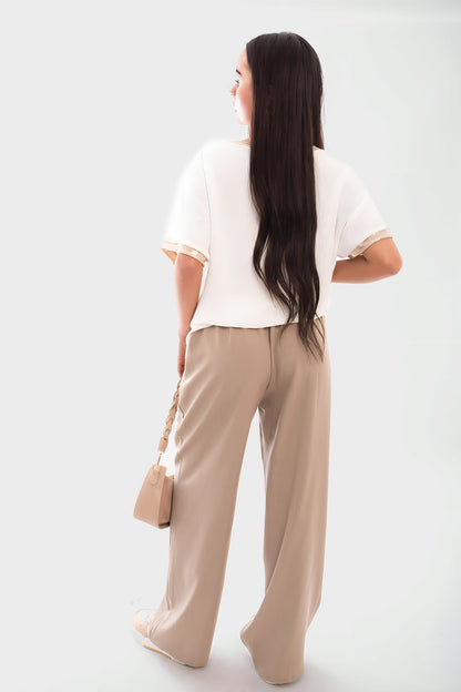 Double Waist Band Drawstring Wide Leg Trousers - She Wears Glory Beverly Hills