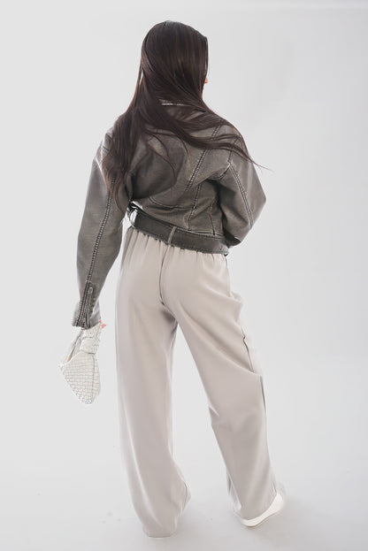 Double Waist Band Drawstring Wide Leg Trousers - She Wears Glory Beverly Hills