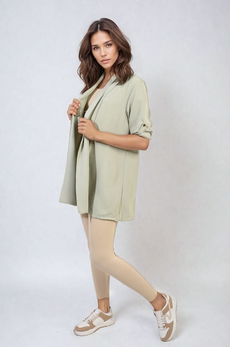 She Wears Glory™ Open Front Roll Up Sleeve Cardigan