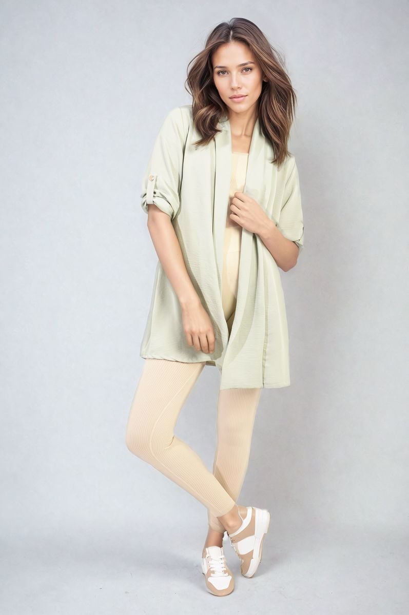 She Wears Glory™ Open Front Roll Up Sleeve Cardigan