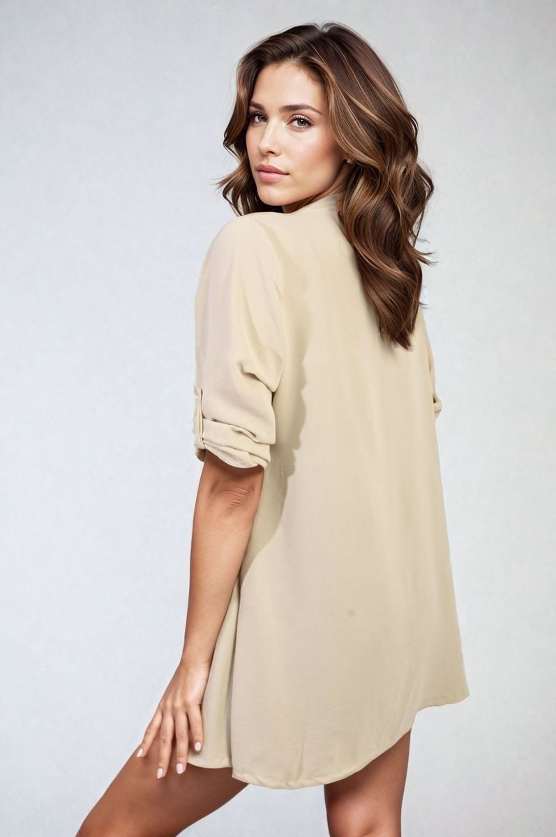 She Wears Glory™ Open Front Roll Up Sleeve Cardigan