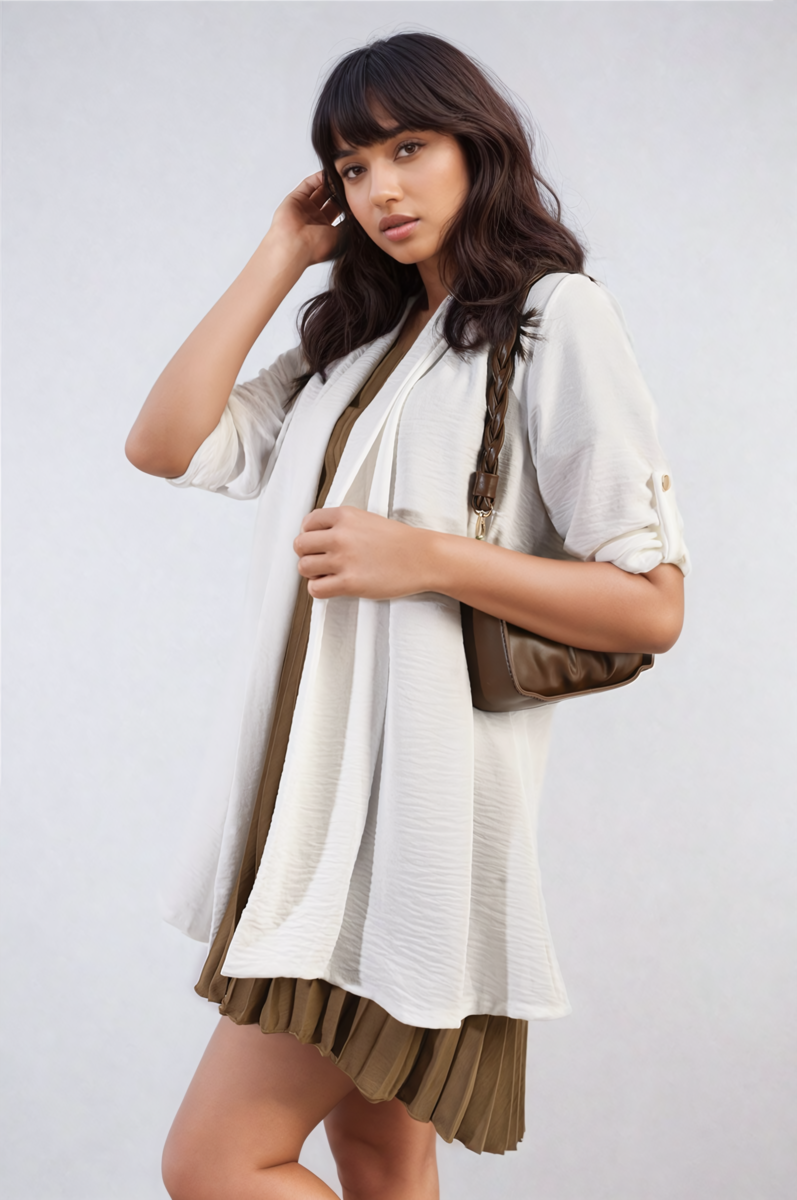 She Wears Glory™ Open Front Roll Up Sleeve Cardigan