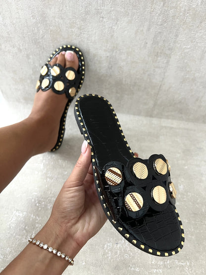 She Wears Glory™ Studded Strap Flat Sandals