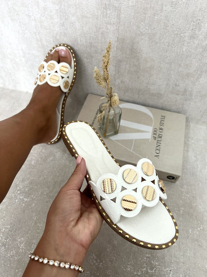 She Wears Glory™ Studded Strap Flat Sandals