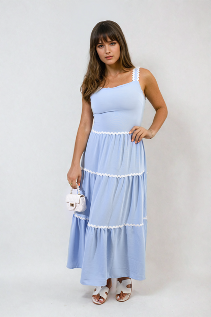 She Wears Glory™ Contrast Ric Rac Detail Multi Tiered Maxi Dress