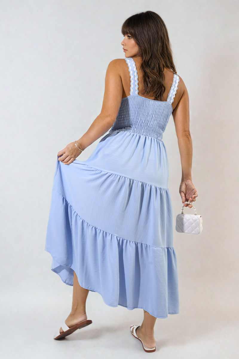 She Wears Glory™ Contrast Ric Rac Detail Multi Tiered Maxi Dress
