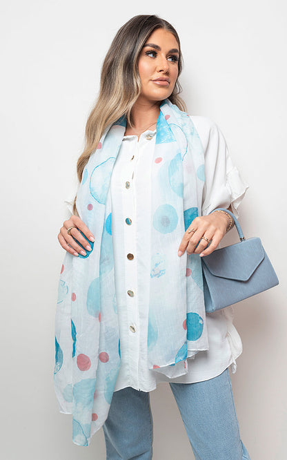 She Wears Glory™ Summer Wrap Scarf with Printed Large Polka Dots
