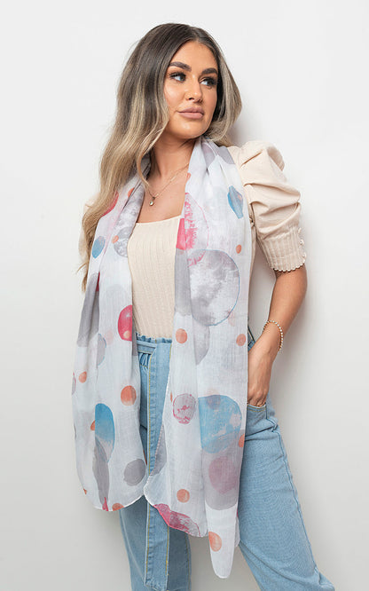 She Wears Glory™ Summer Wrap Scarf with Printed Large Polka Dots