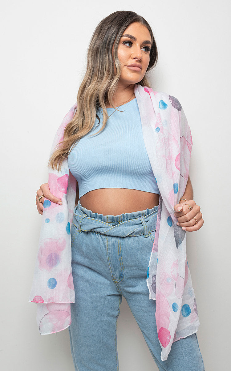 She Wears Glory™ Summer Wrap Scarf with Printed Large Polka Dots