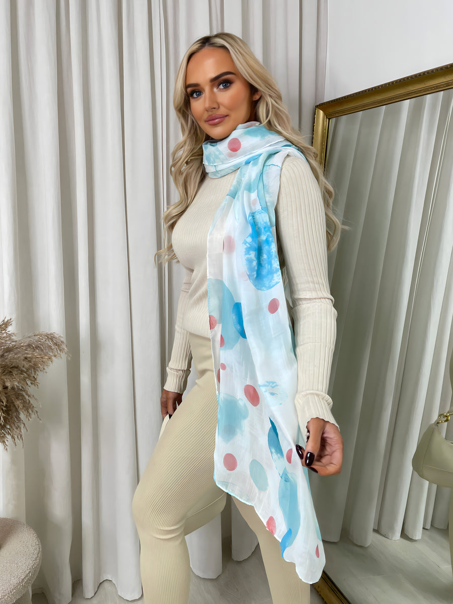 She Wears Glory™ Summer Wrap Scarf with Printed Large Polka Dots