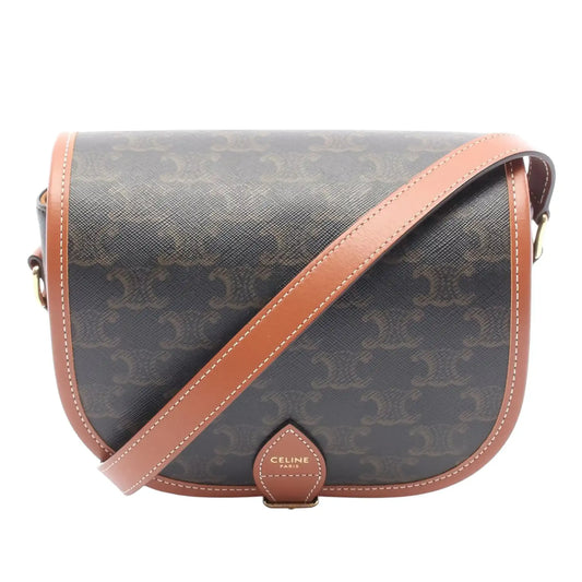 Celine Medium Triomphe Coated Canvas Folco Crossbody