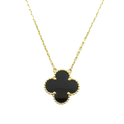 Van cleef and arpels 18K Yellow Gold and Onyx Vintage Alhambra Pendant Necklace