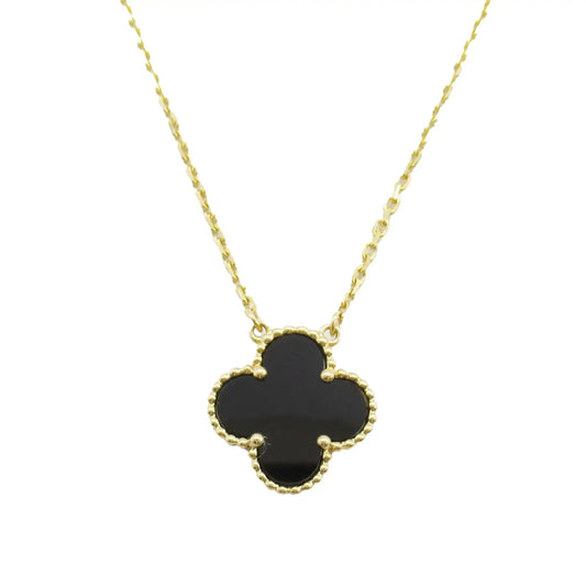 Van cleef and arpels 18K Yellow Gold and Onyx Vintage Alhambra Pendant Necklace
