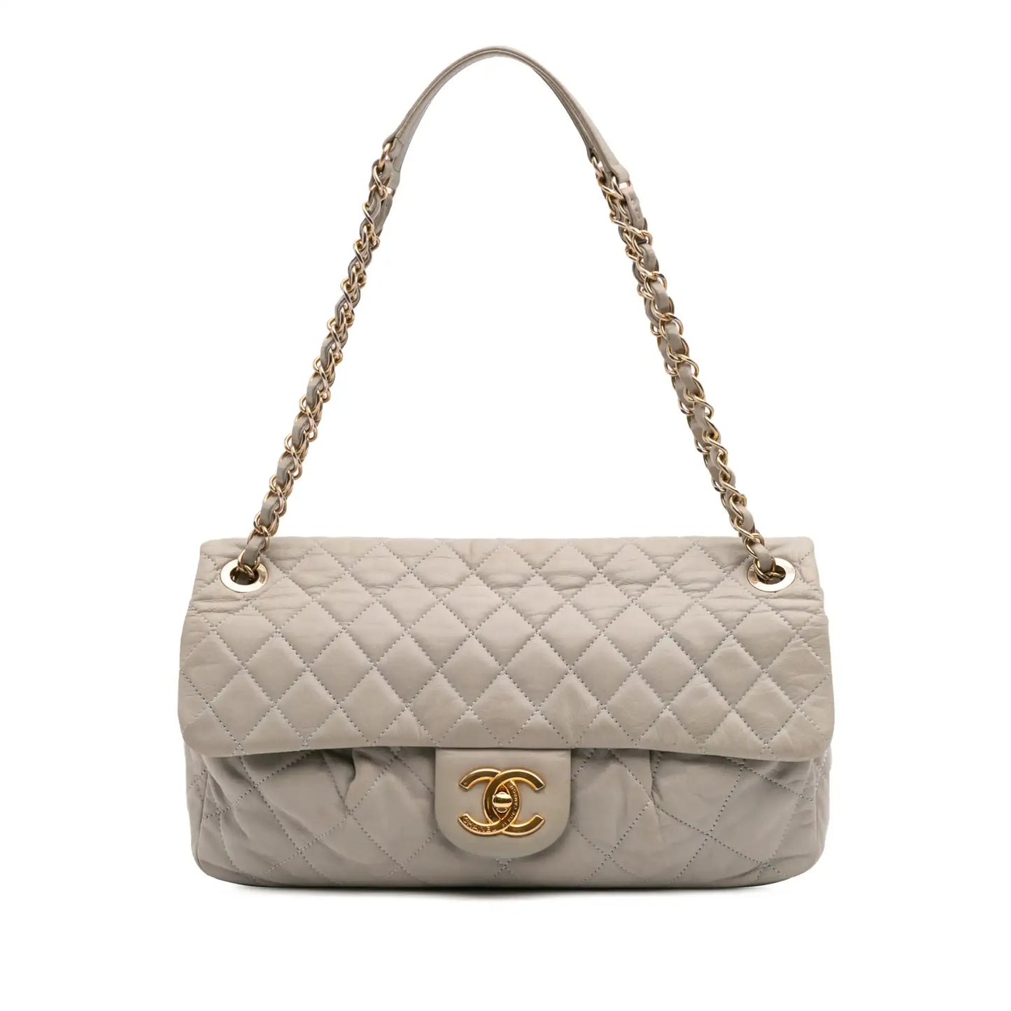 Chanel Large Quilted Iridescent Calfskin Coco Pleats Flap