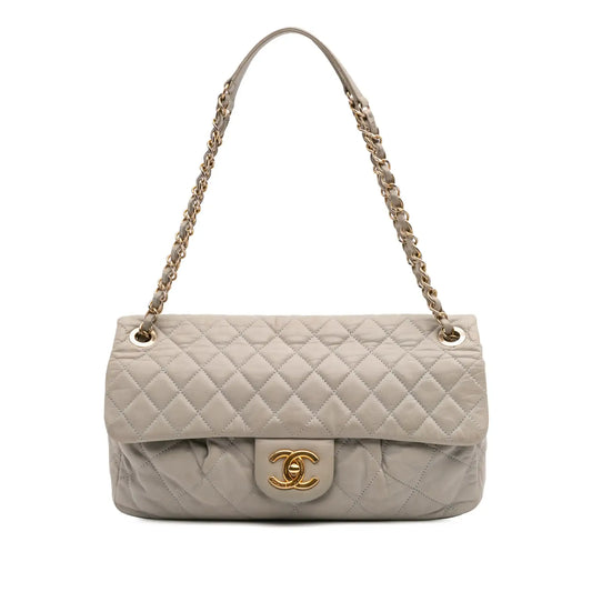 Chanel Large Quilted Iridescent Calfskin Coco Pleats Flap