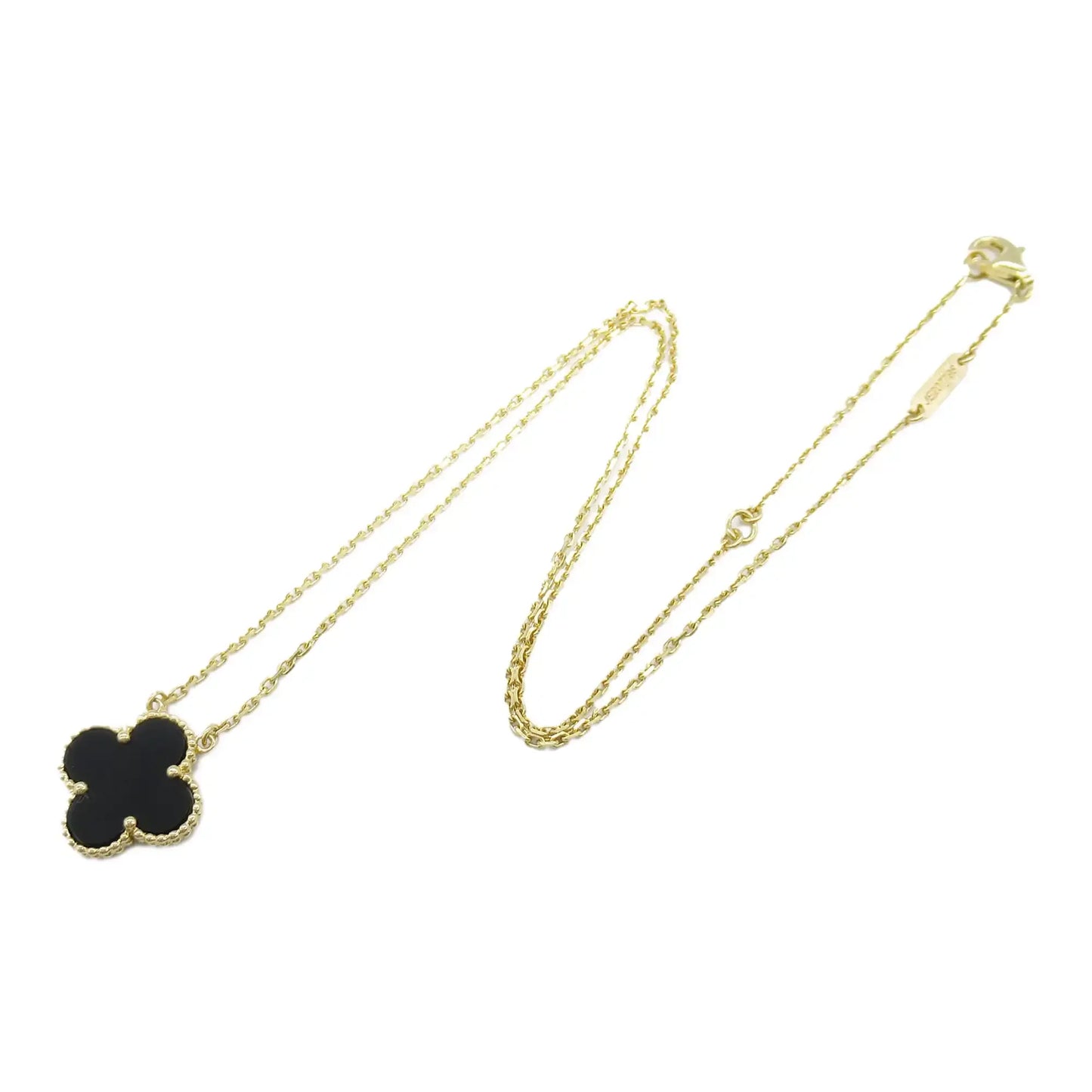 Van cleef and arpels 18K Yellow Gold and Onyx Vintage Alhambra Pendant Necklace