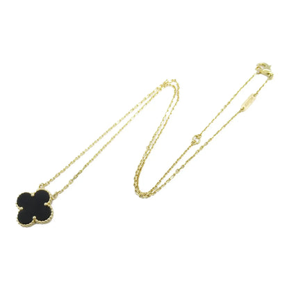 Van cleef and arpels 18K Yellow Gold and Onyx Vintage Alhambra Pendant Necklace