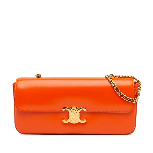Celine Smooth Calfskin Triomphe Chain Shoulder Bag