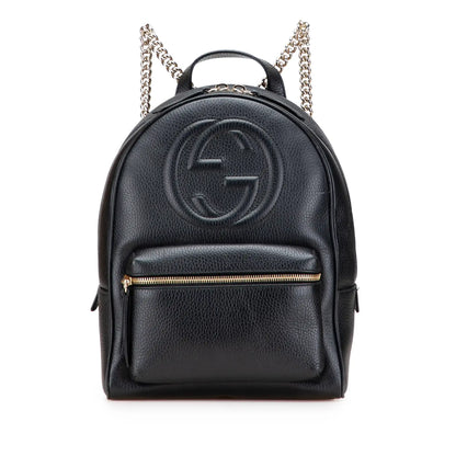 Gucci Pebbled Calfskin Soho Chain Backpack