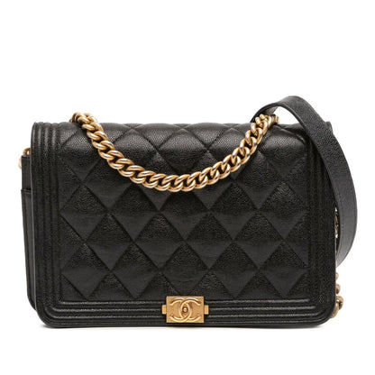 Chanel Quilted Caviar Boy Wallet on Chain